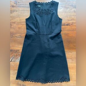 NWT Talbots Dress 8 Petite Black Eyelet Lace Trim A Line Midi